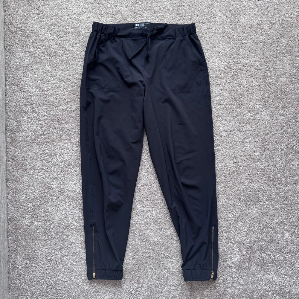 Albion Fit Jetsetter‎ Joggers Black Ankle Zip Travel Pants Womens Small
